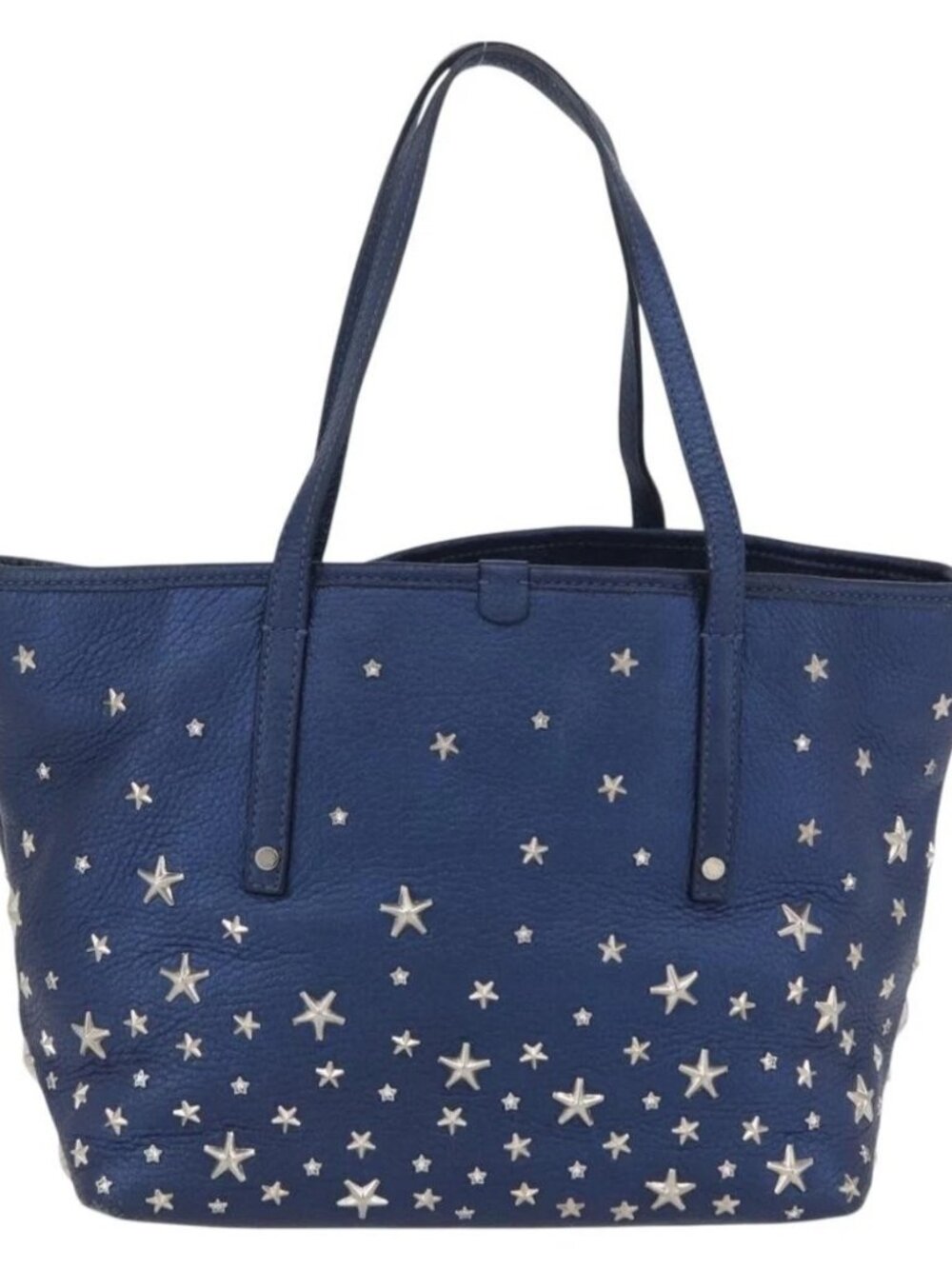 Jimmy Choo Tote Bag Leather Blue Silver Auth BA10728 - Picture 3 of 15